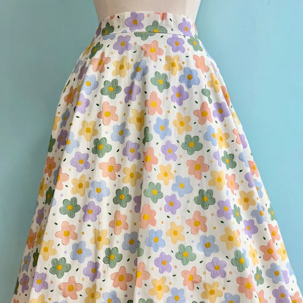 Pastel Floral Print Full Skirt by Tulip B.